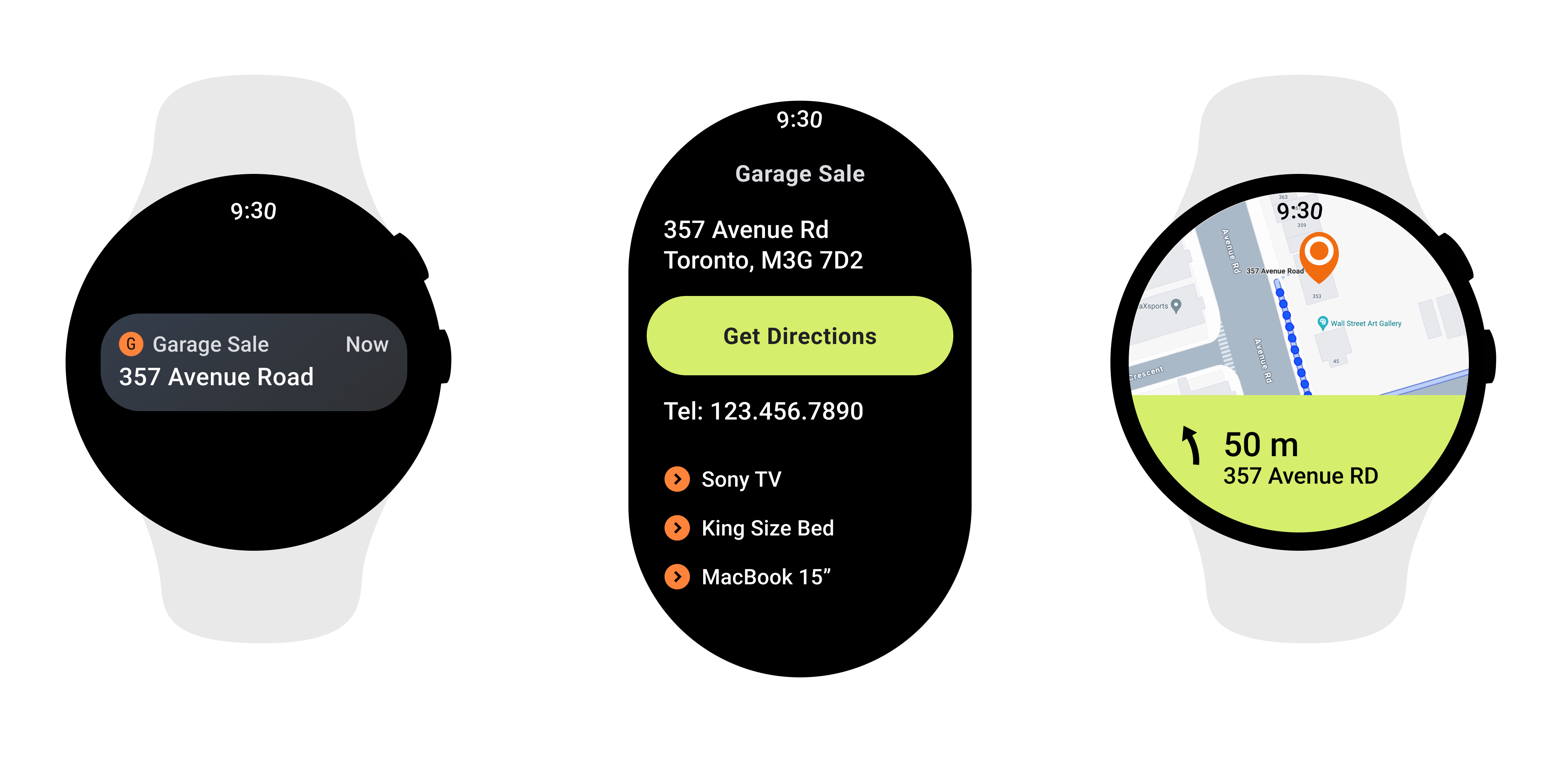 Garage Sale mobile app on watches