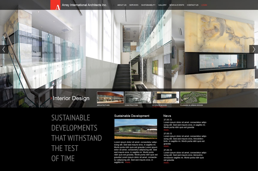 Website for Array International Architects Inc.