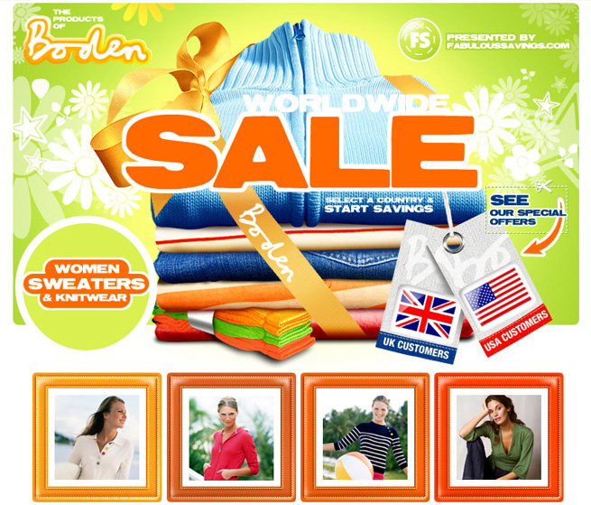 Landing page for Boden - US and UK