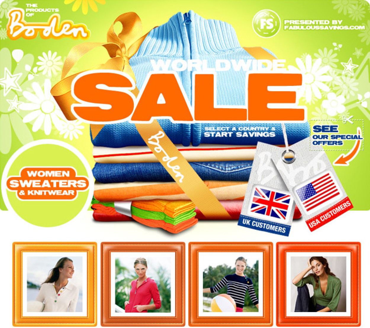 Landing page for Boden - US and UK