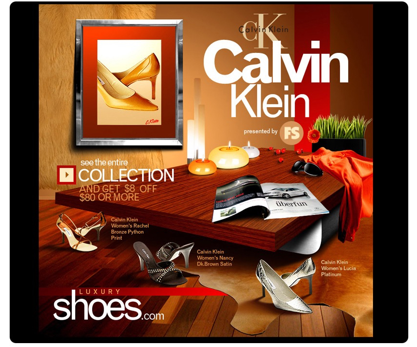 Landing page for luxuryshoes.com/Calvin Klein collection