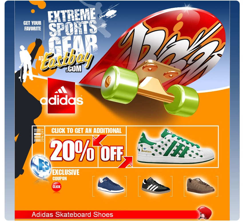 Landing page for Eastbay.com/Adidas