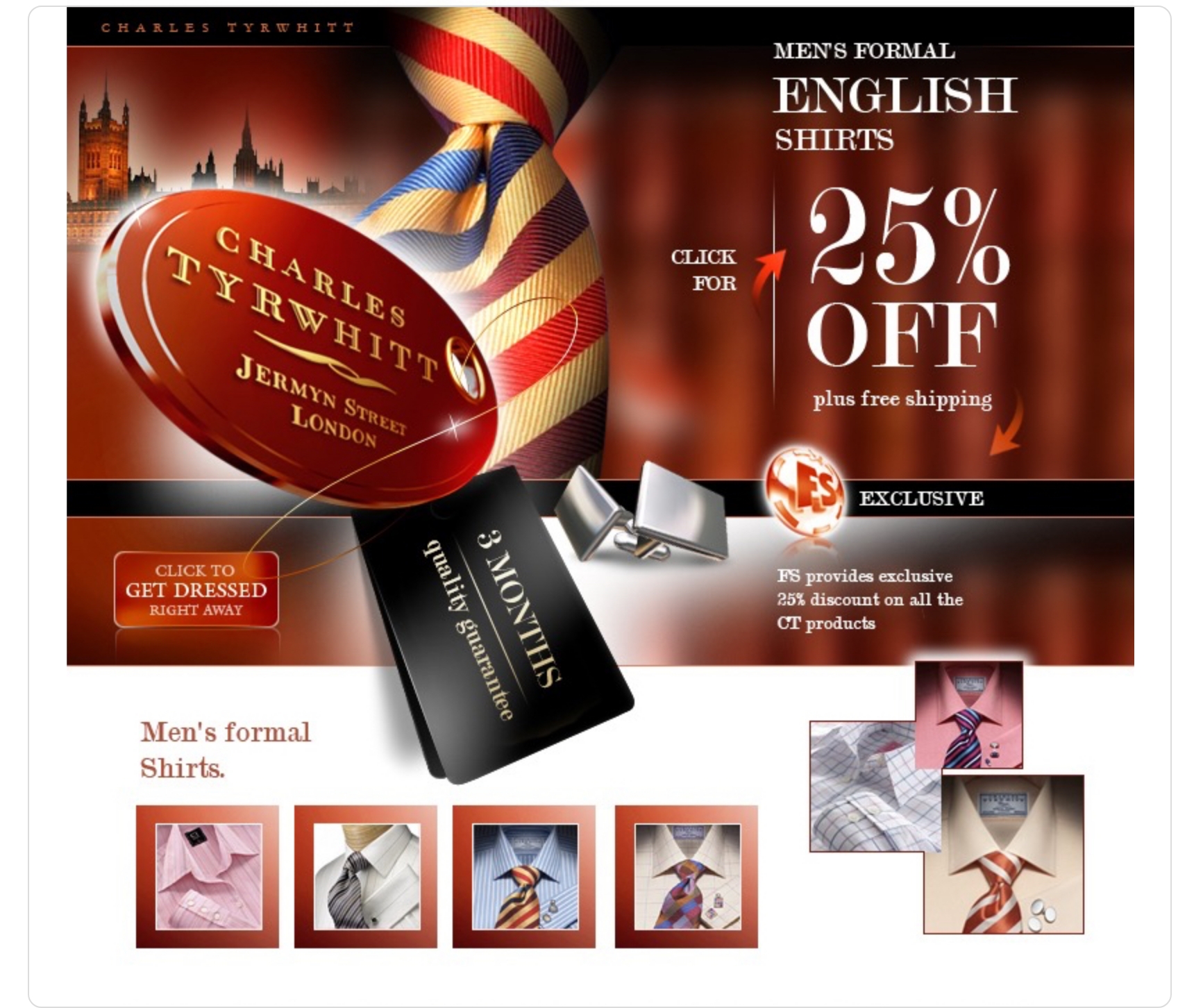 Landing page for Charles Tyrwhitt London