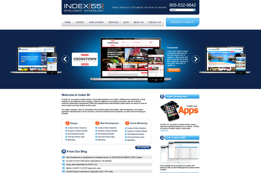 Website for Index 55 - Software Development Company