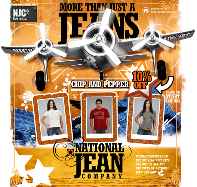 Landing page for National Jean Company