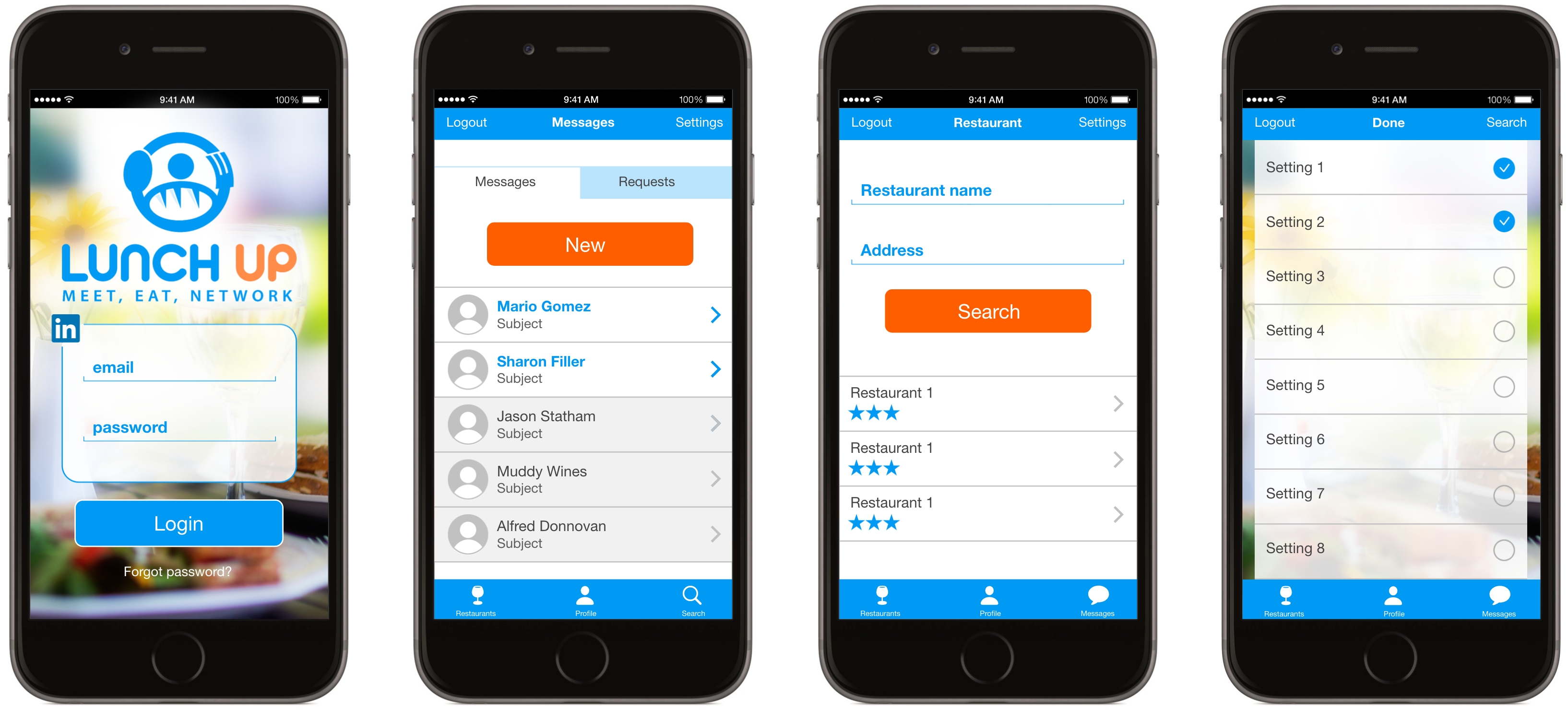 UI for LunchUp mobile app