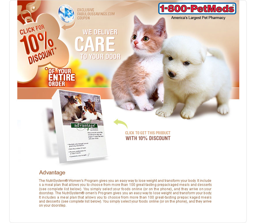 Landing page for PetMeds