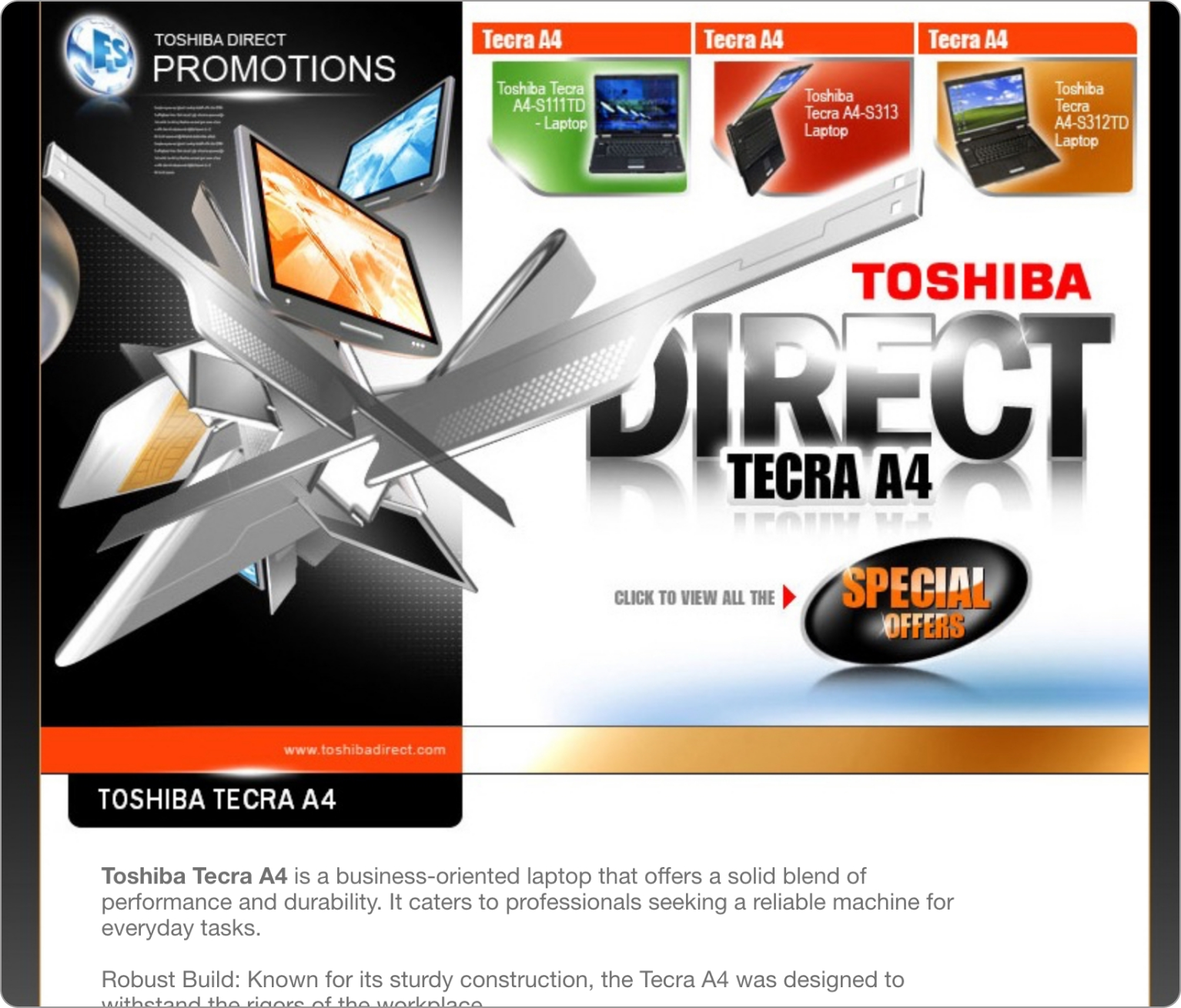 Website for Toshiba Direct