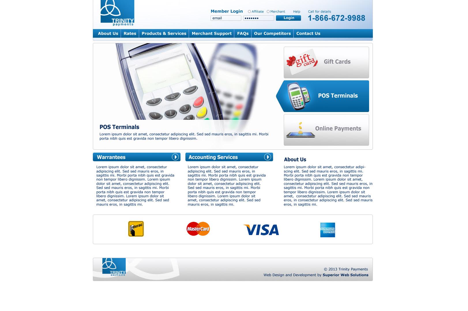 Website for Trinity payments