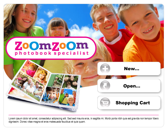 Splash screen for ZoomZoom Photo Editing Software