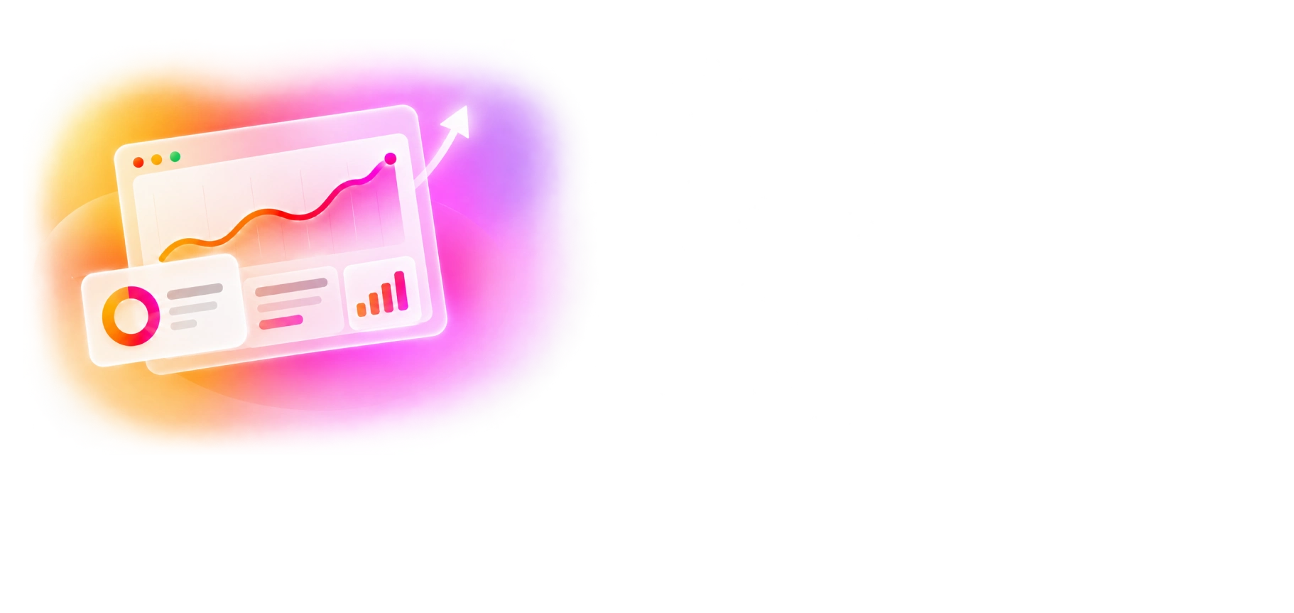 Illustrated analytics dashboard with rising conversion chart