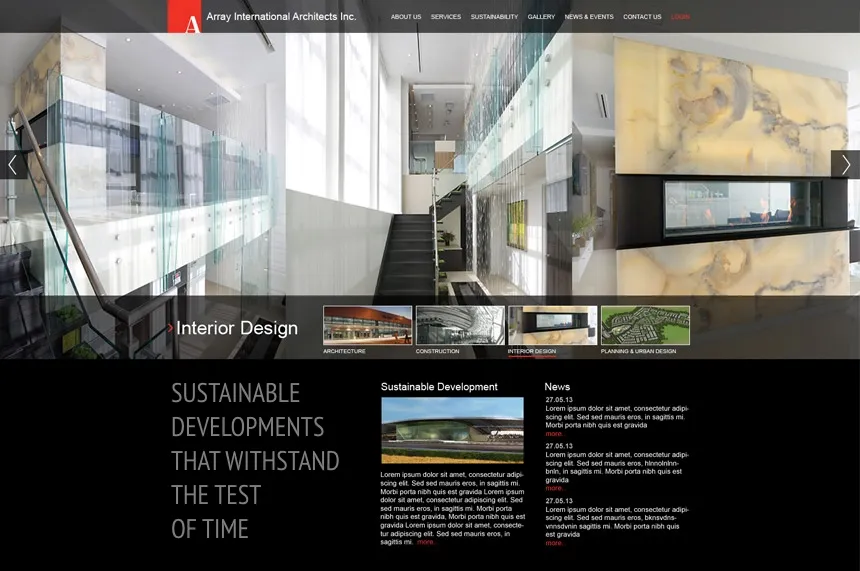 Website for Array International Architects Inc.