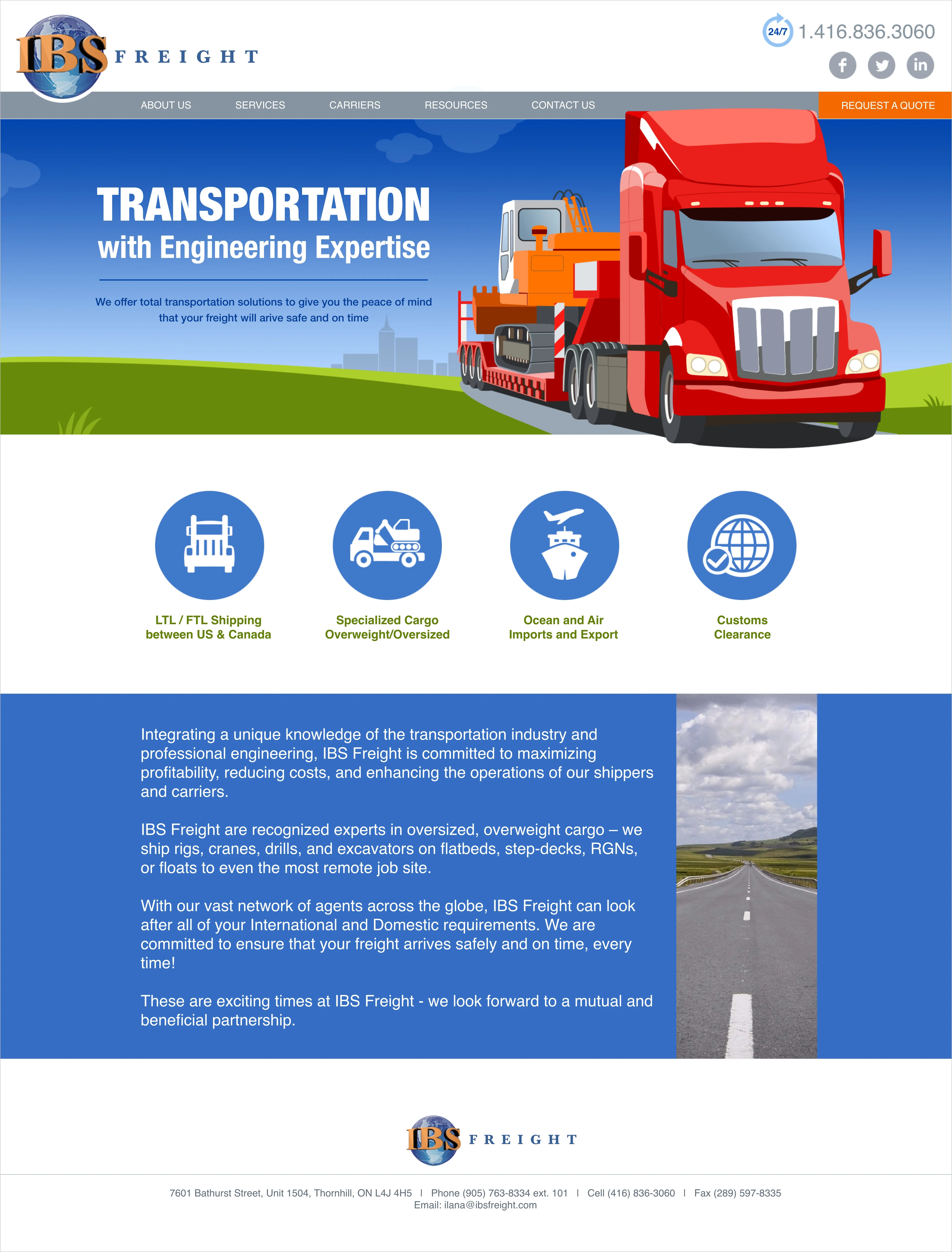 Website for IBS Freight