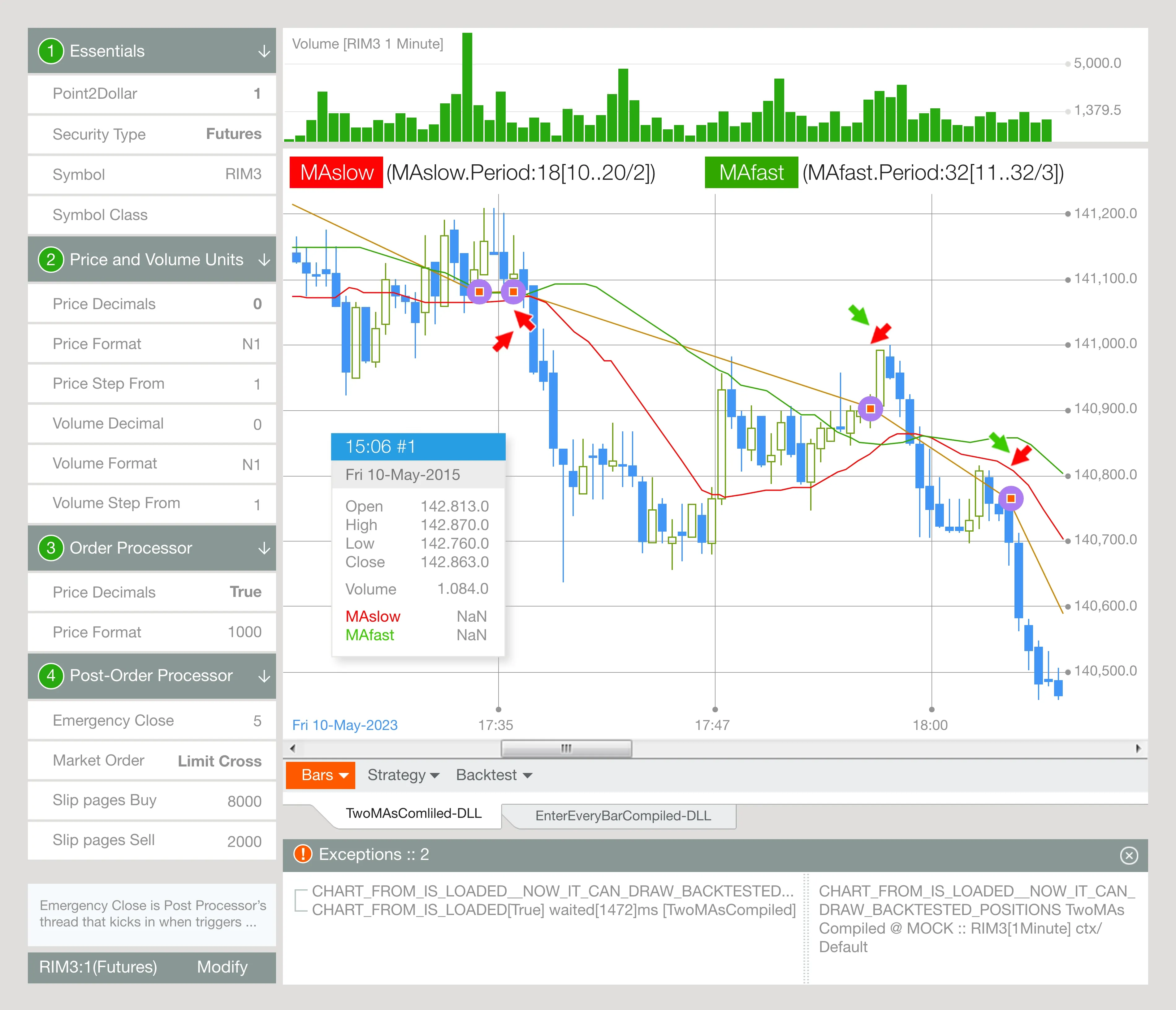 UI for Square One - automated stocks trading application